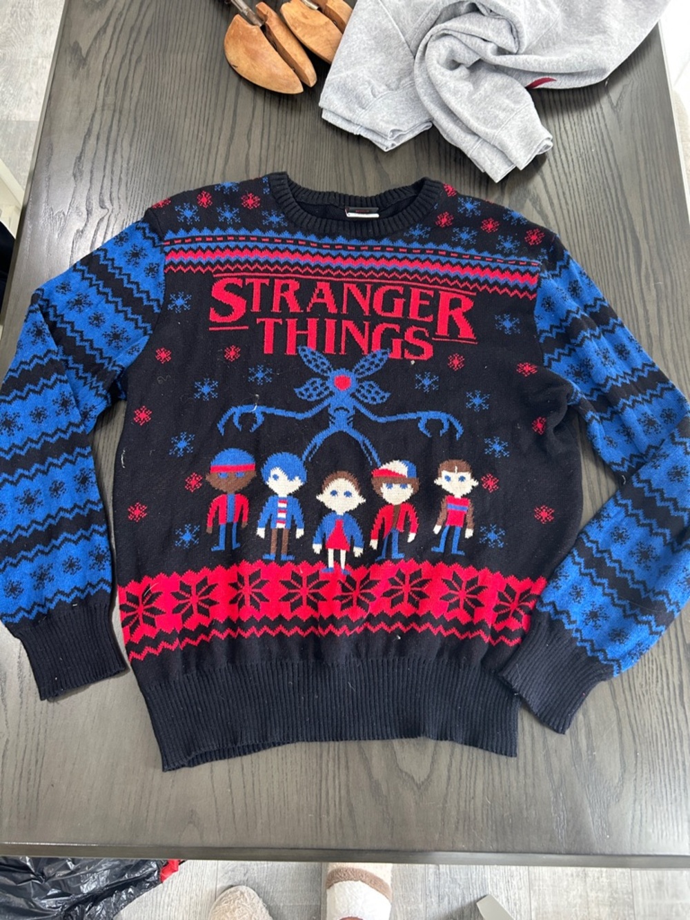 Men's Black & Blue Stranger Things Holiday Sweater